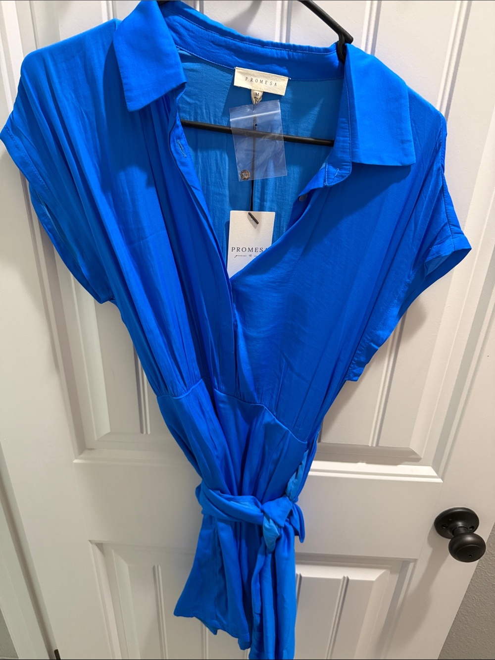 Promesa Cobalt Blue Short-Sleeve Wrap Dress